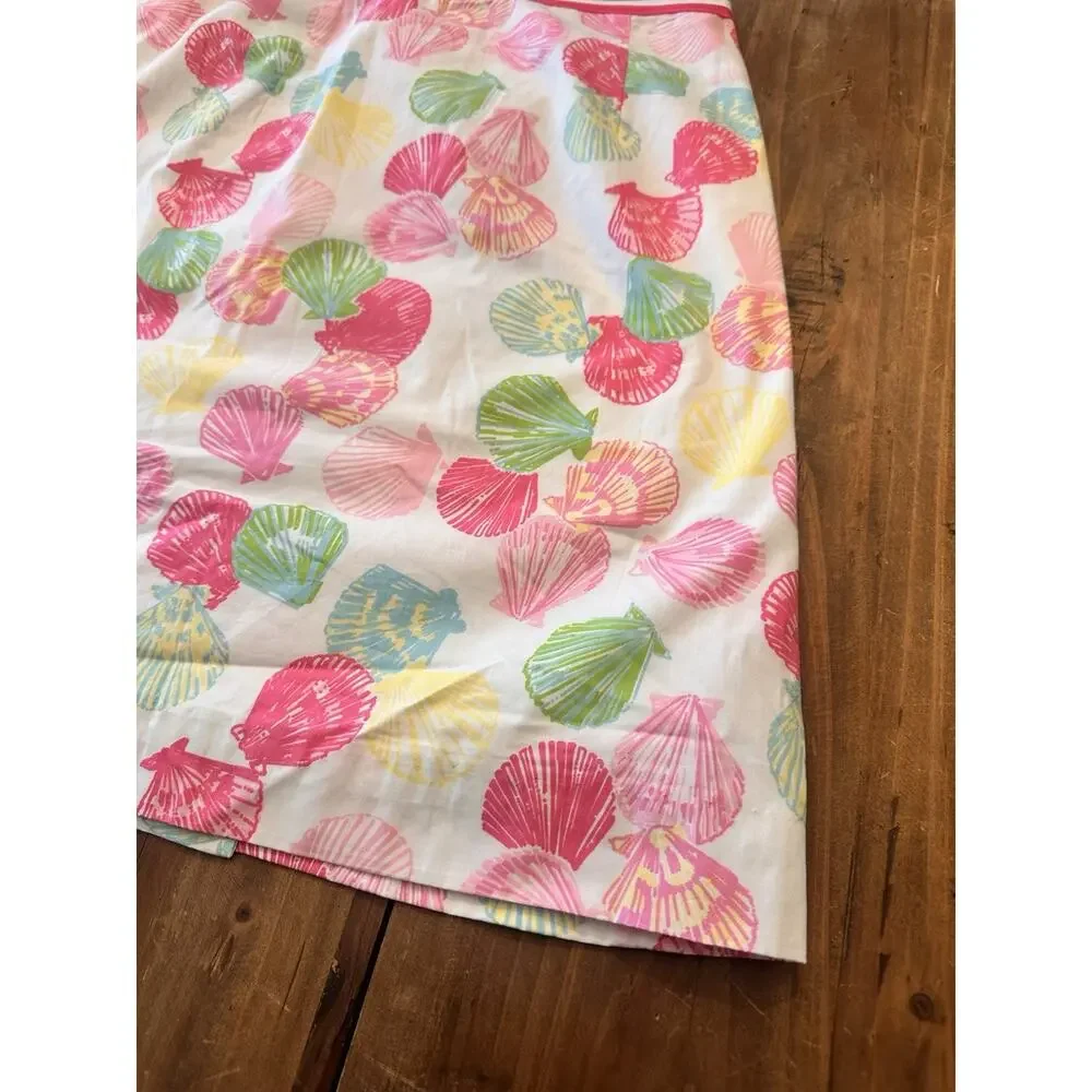 Lilly Pulitzer Vintage Wrap Skirt Size 4 Clam Shells Gingham Pocket Mini Coastal